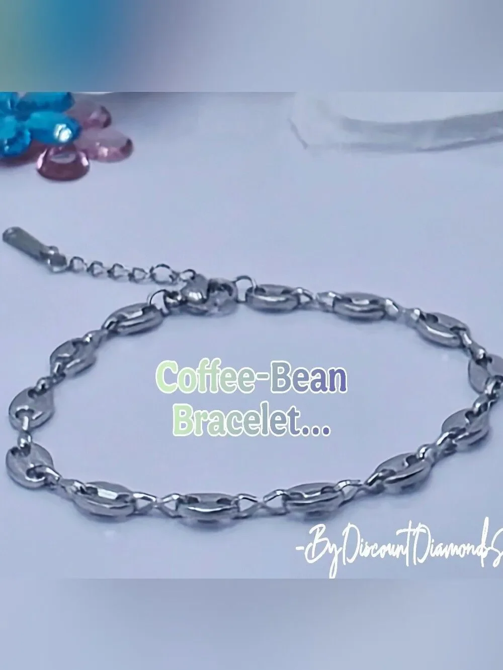 18K White Gold Titanium Coffee Bean Bracelet